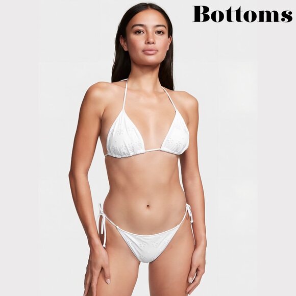 Victoria’s Secret Eyelet String Bikini Bottom | White Cheeky Tie Sz S NWT - Picture 1 of 4